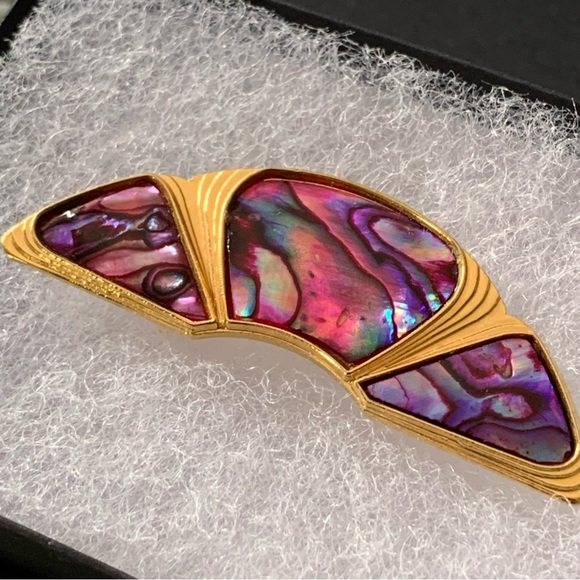 Vintage Shell inlay Brooch Pin - Picture 3 of 7